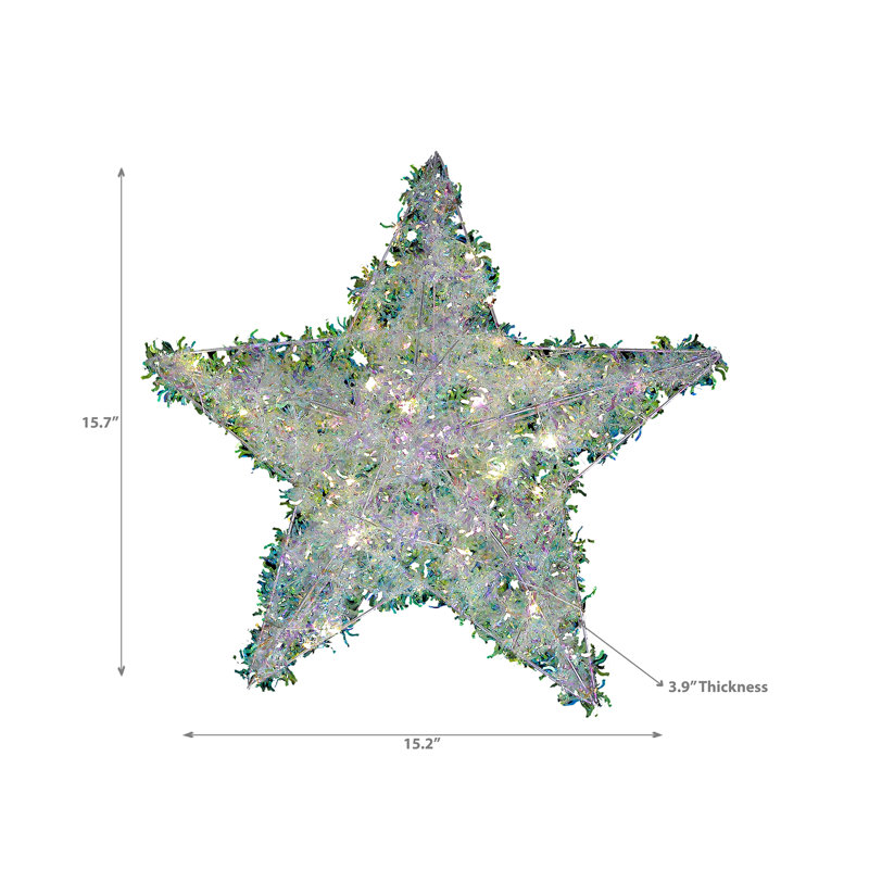 Étoile fantaisiste à DEL (grand), H 15,7 po x l 15,2 po x P 3,9 po