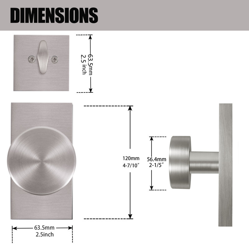 Ensemble de boutons de porte à pêne dormant et à pêne dormant, Nickel satiné