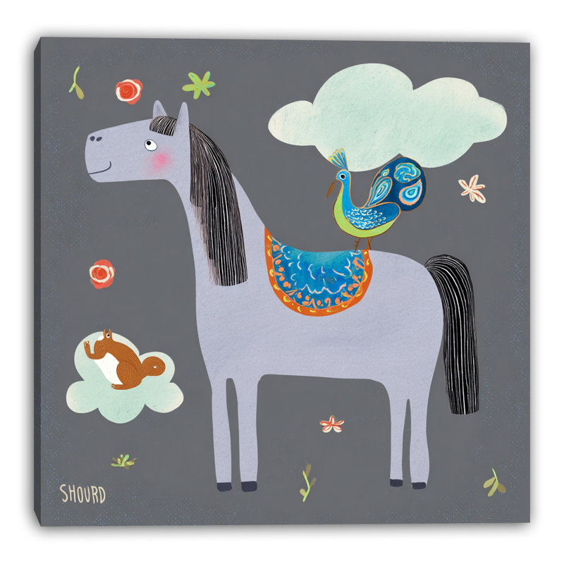 «Playful Horse Tale», art mural sur toile tendue, L 12 po x H 12 po x P 1 po