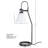 Modern 20" Adjustable Desk Lamp - Industrial Iron Ring Base, Frosted White Glass Shade with Clear Edge, Minimalist Task Light for Home Office & Bedroom