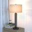 Harlow 29" Tall Table Lamp with Fabric Shade in Clear Glass/Brass/White-1684220131-1684237238