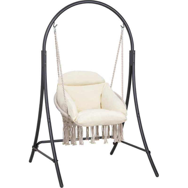 Chaise hamac avec support Macrame, Blanc