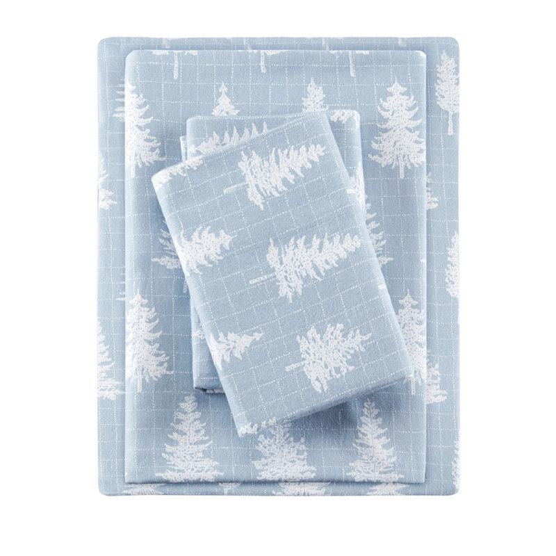 Ensemble de draps en flanelle Gracie Mills Paradise, Ensemble de draps pour lit très grand avec un dra, Bleu