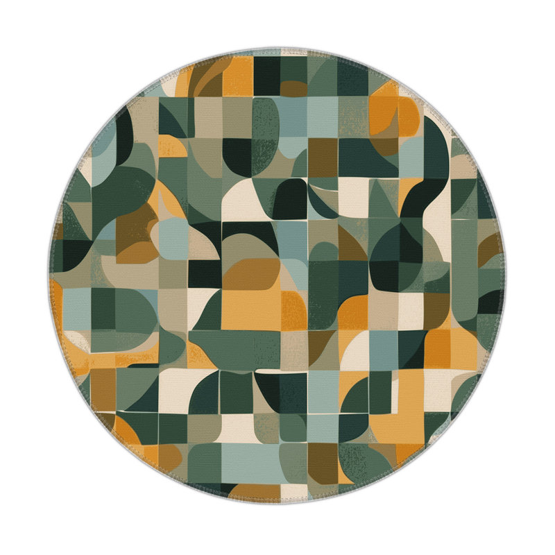 Block Forest Indoor And Outdoor Area Rug, Round 5'