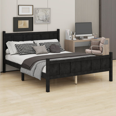 Traditional Shaker Style Flat Panel Bed, Farmhouse Inspired Bed Frame with Headboard & Footboard