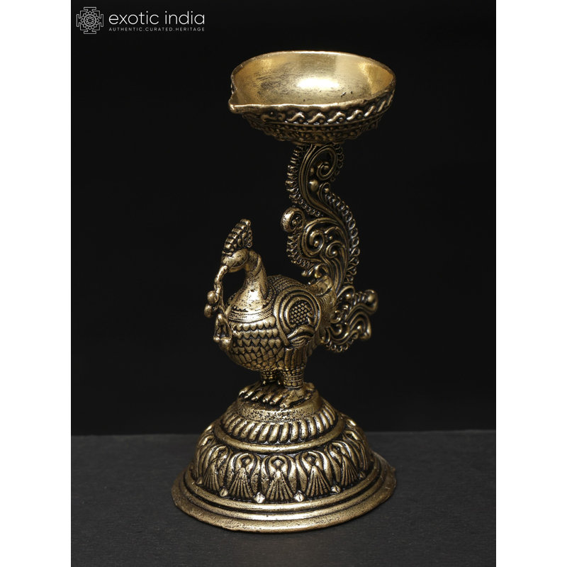 Petite lampe paon en laiton 3 pouces