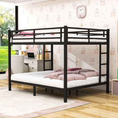 Queen Over Queen Metal Bunk Bed With Slats