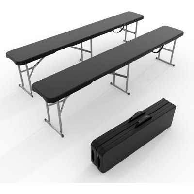 Ensemble de 2 bancs pliants de 6 pi, plastique durable avec poignée de transport et mécanisme de verrouillage, siège portable peu encombrant pour les rassemblements en plein air et les repas