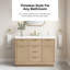 Meuble-lavabo autoportant simple en bouleau Sahara de 48 po avec plateau en pierre reconstituée blanche et quincaillerie or brossé Xander-1516221741-1516221747