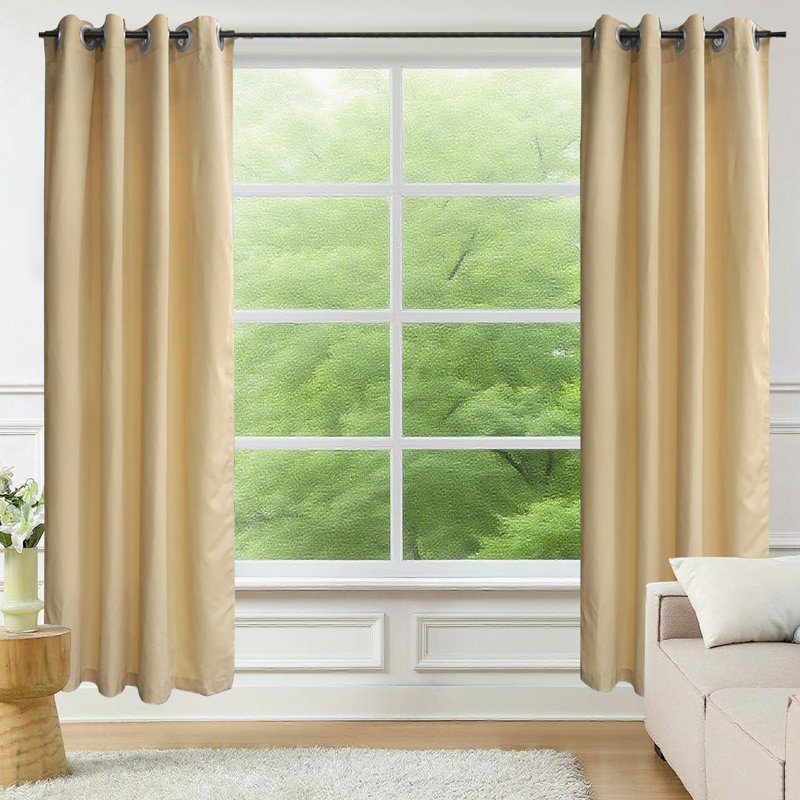 Outdoor Curtains - Deluxe Feather With 4Cm Hanging Strap (Set Of 2), Beige, 50" W x 120" L