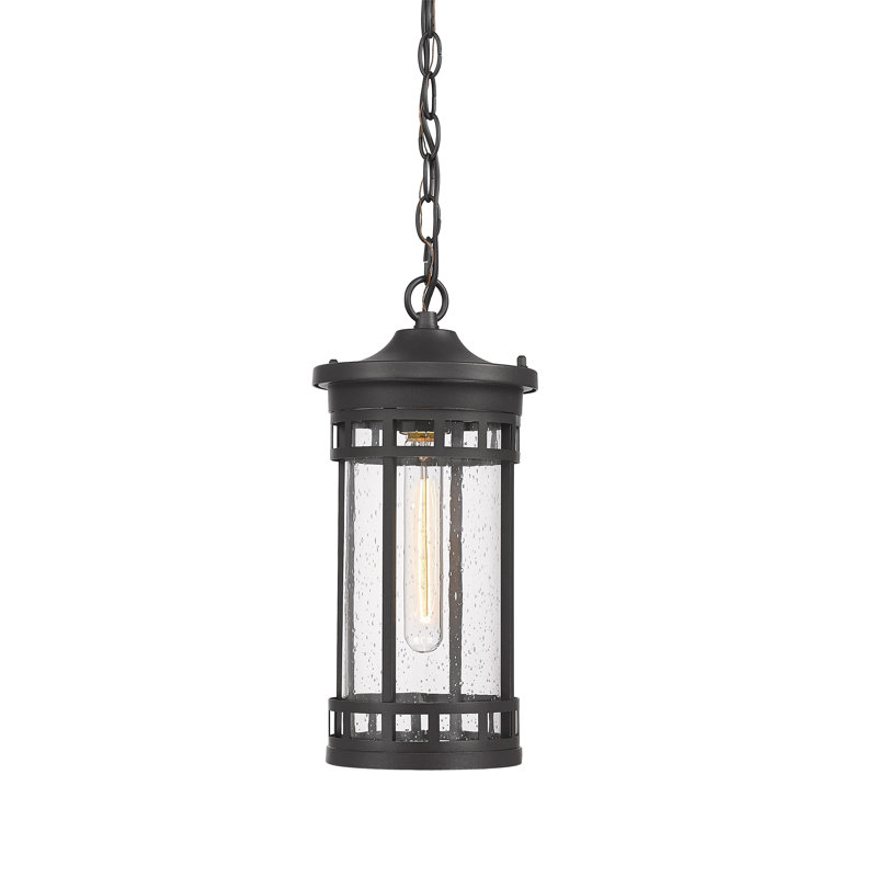 Outdoor Hanging Lantern Porch Light,Exterior Chandelier Ceiling Mount For Porch, Patio, Or Entryway (Black, 13.2 Inch Height)