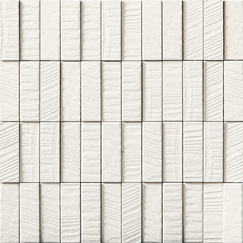 Roughsawn 1" x 3" Ceramic Linear Mosaic Wall Tile, White