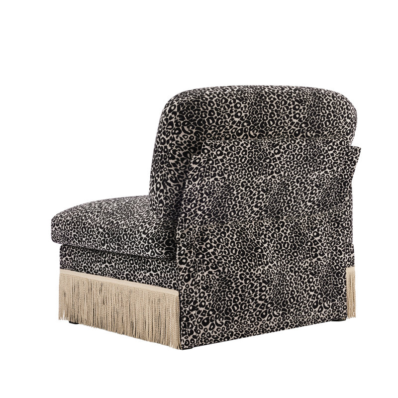 Canapé LSF léopard chenille avec coussins - noir kaki, Khaki/Black