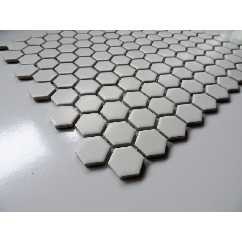 Barcelona 1" x 1.25" Porcelain Honeycomb Tile, White