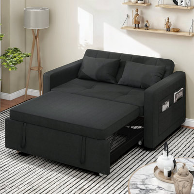 Deluna 55" Reclining Sleeper Sofa, Convertible Sofa Bed with Side Pocket