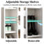 Armoire de rangement moderne pour chaussures et sacs à main à DEL avec 5 tiroirs et 12 tablettes, range-chaussures pour garde-robe, vestibule