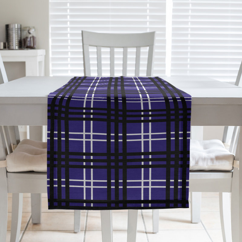 Paid Polyester Table Runner, 72" L x 16" W, Purple/White/Black