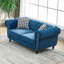 Canapé 2 places 65 po avec revêtement en velours bleu, accoudoirs arrondis, clous décoratifs, style moderne du milieu du siècle, bois de pin massif, mousse haute densité + ressorts, siège mi-ferme, pour bureau, accoudoirs arrondis, structure en bois.