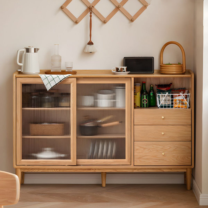 Buffet simple de style nordique moderne, Burlywood, H 38,5 po x l 47,2 po x P 11,8 po