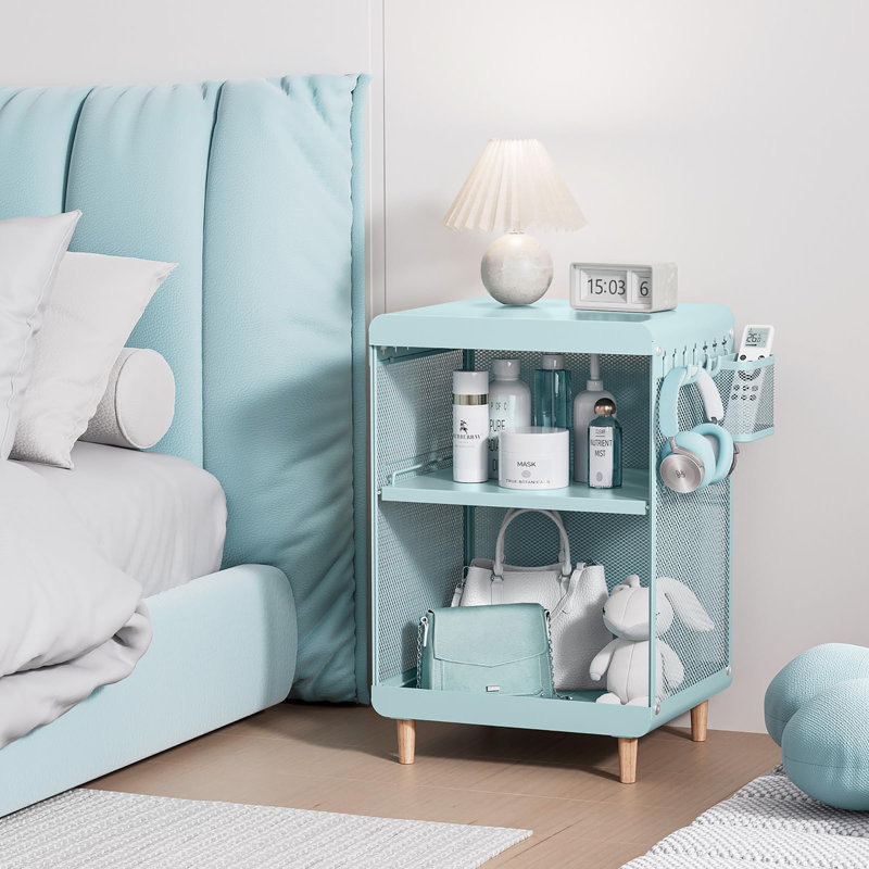 Cute Bedside Nightstand Table, Mint Green