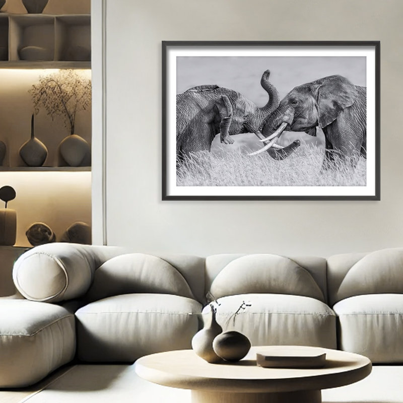 Nature Inspired Elephant Tai Chi by  - Picture Frame Photograph on Paper, 16" H x 24" W x 1.125" D, Black