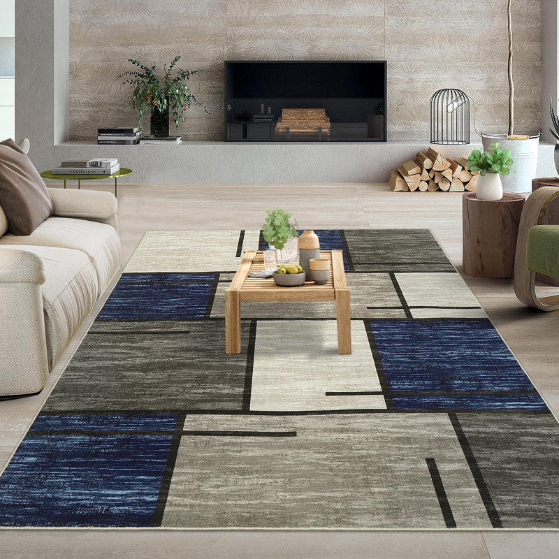 Washable Geometric Indoor Rug, Rectangle 8' x 10'