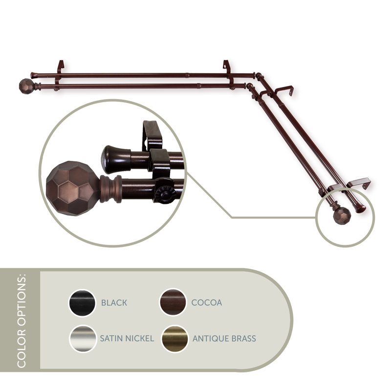 Tringle à rideaux double Campanella, 28” – 48”, Cacao