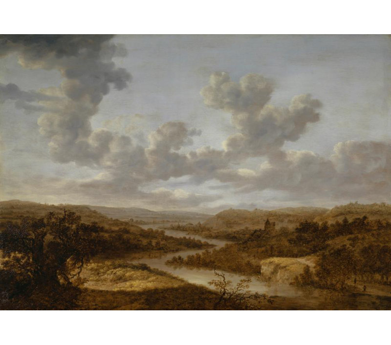 «Large River Landscape» par Dionijs Verburgh - Art mural sur toile tendue avec châssis, H 18 po x l 14 po