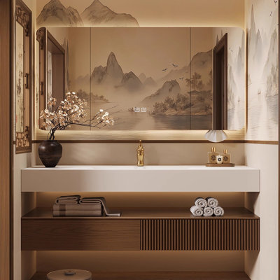 Chinese style simple bathroom cabinet