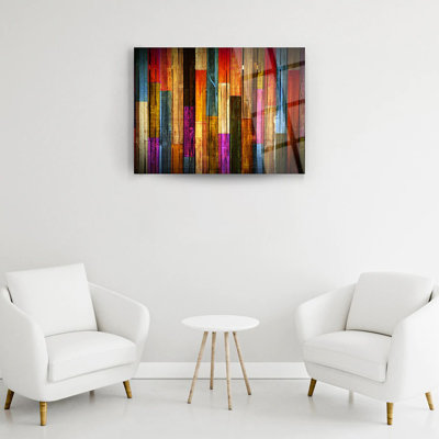 Colorful Woods Glass Wall Decor  Frameless Free Floating Tempered Glass Panel  Modern Art for Home or Office  Vibrant, Durable Glass Wall Art (27.5W x 39.3H)