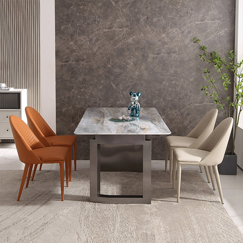 Light Gray Rectangular Sintered Stone tabletop Dining Table, 29.53"H x 70.87"L x 35.43"W