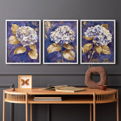 Étude florale série Lxxi-lot de 3 estampes numériques encadrées-prêt à accrocher