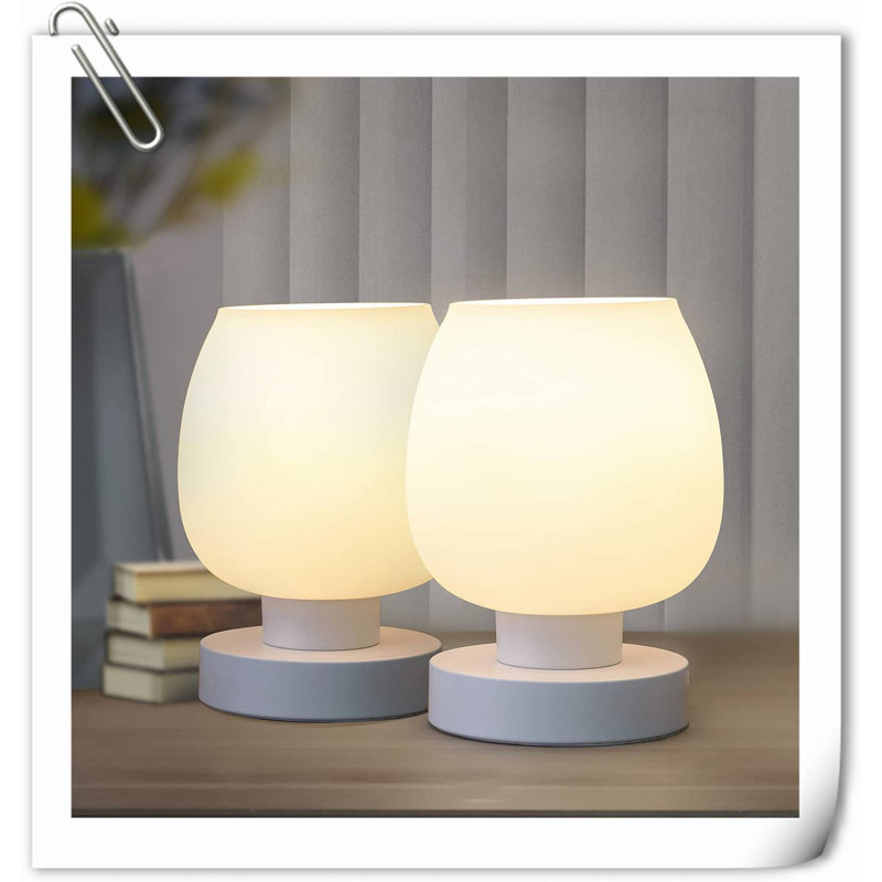 Lampe torchère en verre Triandos USB, Blanc