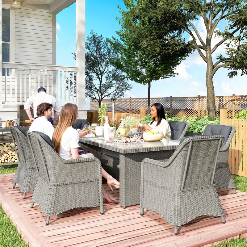 Rectangular 7 - Piece 6 - Person 200Cm L Outdoor Table Set