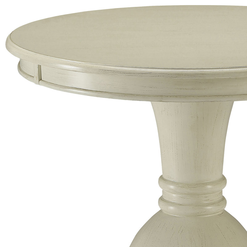 Table d'appoint blanche antique avec piédestal pour la décoration de chambre, mobilier de salon rond