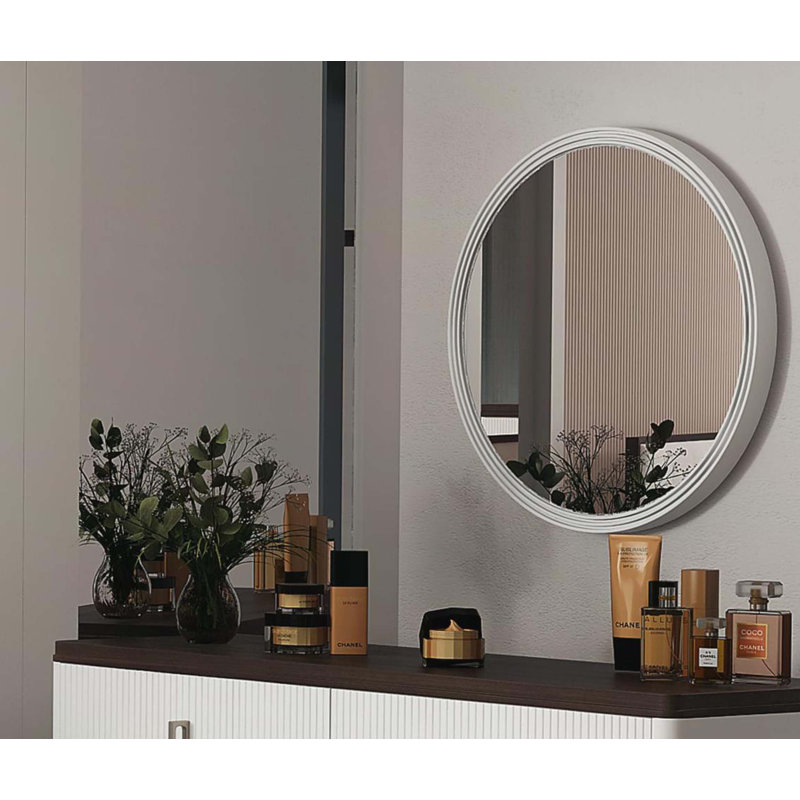 Carena Gray Round Mirror