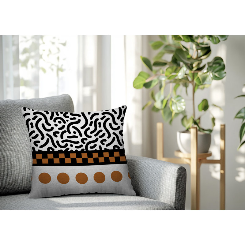 Oreiller carré réversible intérieur / extérieur Kixie, Carré 16 po, Orange