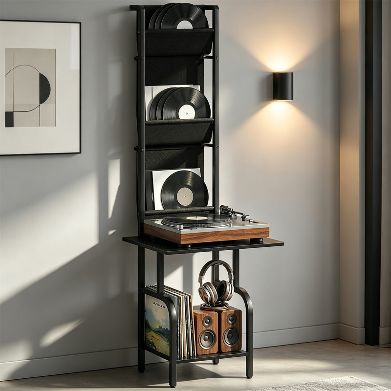 MDF 144cm H Media Shelves, Black