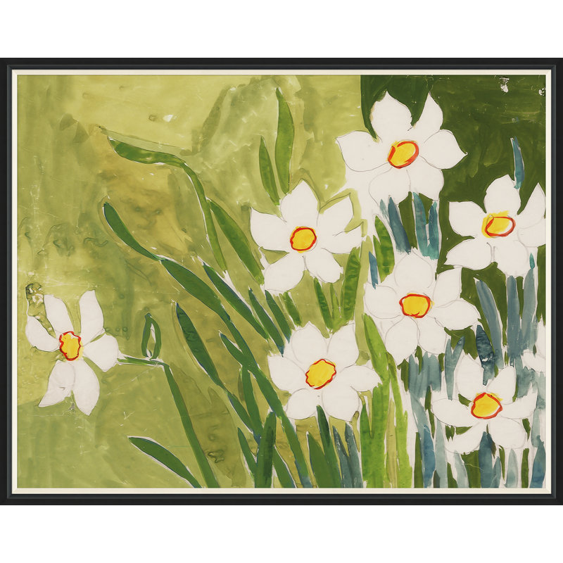 Fleur Blanche Print by Paule Marrot, Black Framed, 43" H x 54" W x 1.25" D