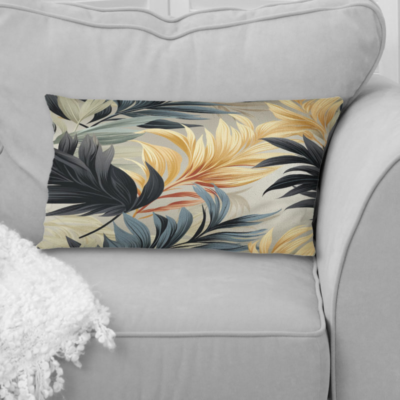 Coussin en polyester monochrome à motif tropical et motif tropical III