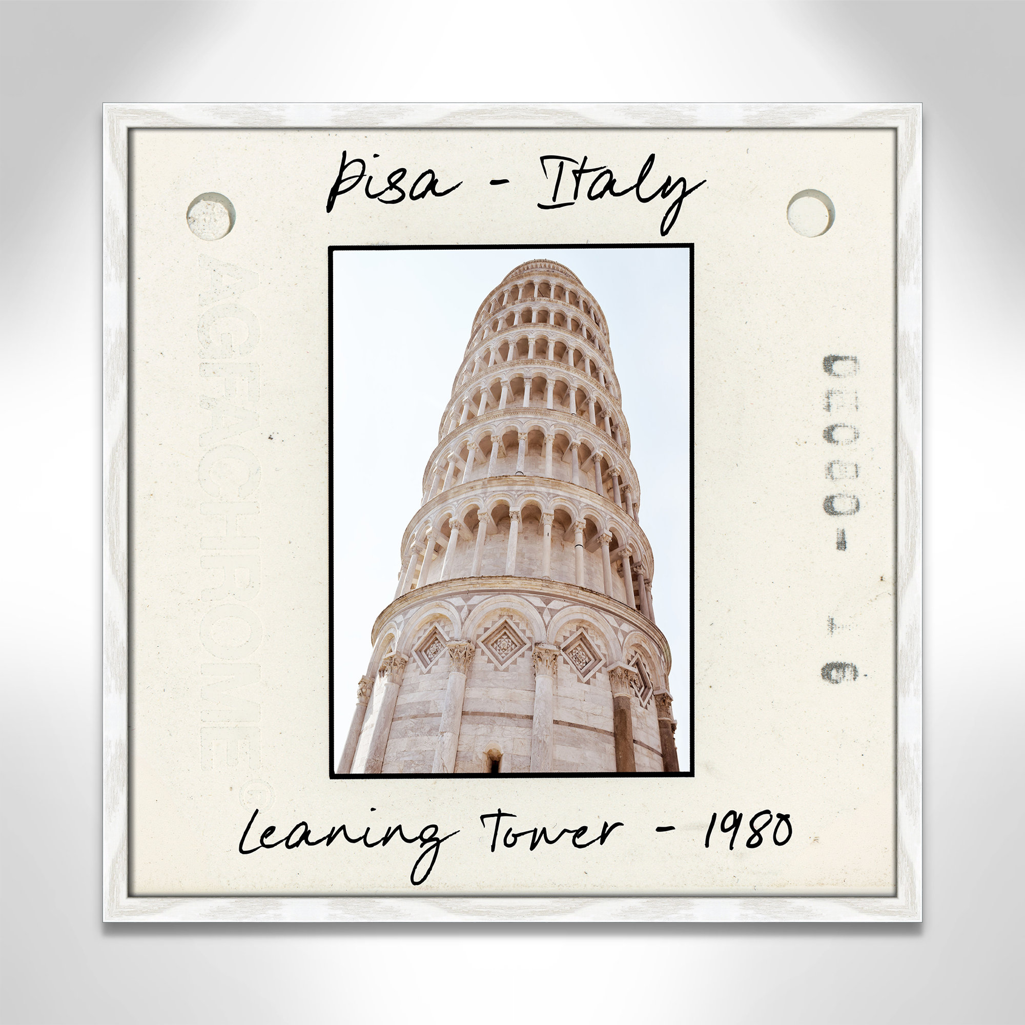 Pisa, Italy - Leaning Tower Print by Natalie Carpentieri, White Single Picture Framed Paper, 23.5" H x 23.5" W x 0.75" D
