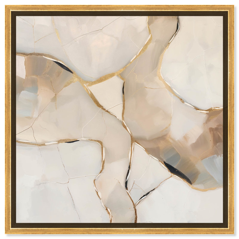 Toile en porcelaine craquelée, art abstrait par Art Remedy, Cadre doré, 31" H x 31" W