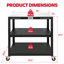 Chariot-grill d'extérieur de 35 pouces avec plateau en acier inoxydable, table de four à pizza à 3 niveaux et poste de travail roulant avec tablette centrale réglable pour cuisine extérieure et barbecue FEASTO