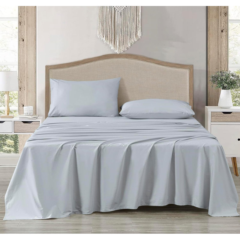 100% Cotton Twill Sheet Set, Silver Gray, Queen Sheet Set with 2 Pillowcases