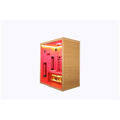 Premium 3-Person Hemlock Far-Infrared Sauna Room with Full Spectrum LED Chromotherapy & Salt Crystal Panel