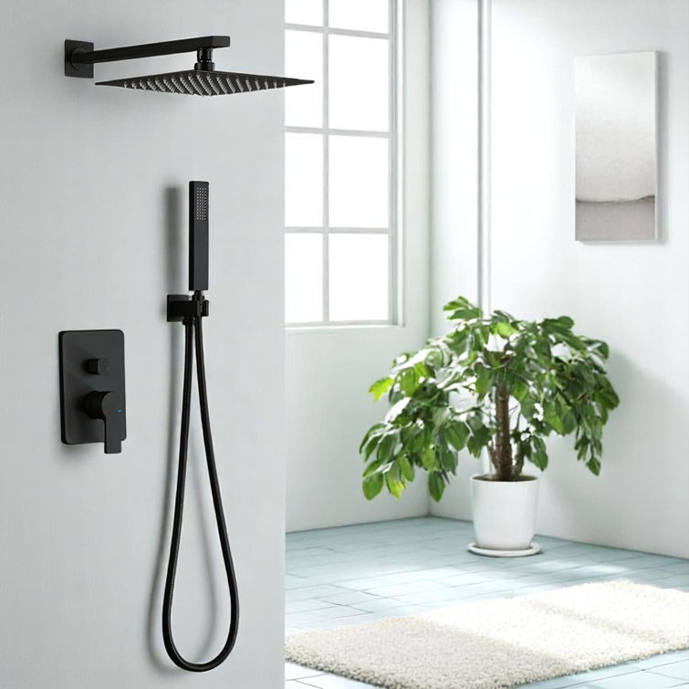10" Square Shower Head Pressure Balanced Shower Faucet System With Handheld Spray
