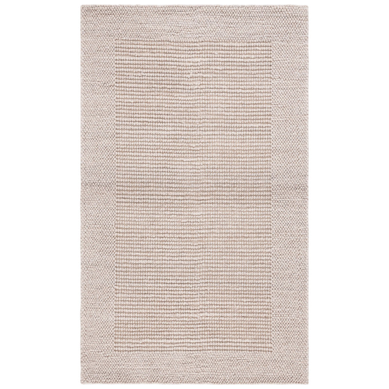 Bibbee Hand Woven Wool/Pet Wool/Cotton Solid Color Rug in Beige, Rectangle 6' x 9'