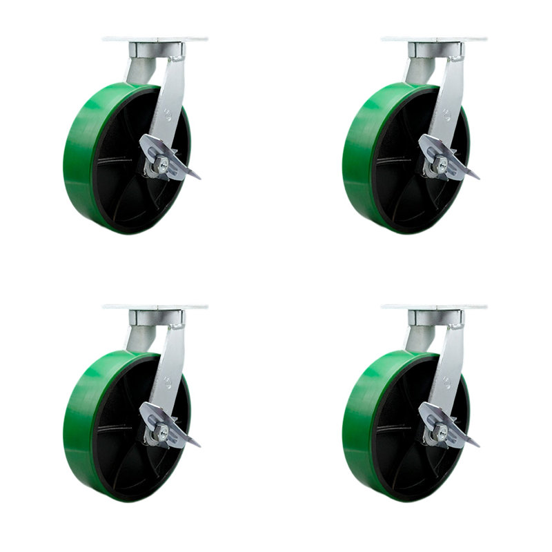 Ensemble de roulettes robustes en poly 4 pièces 4 pièces, Vert
