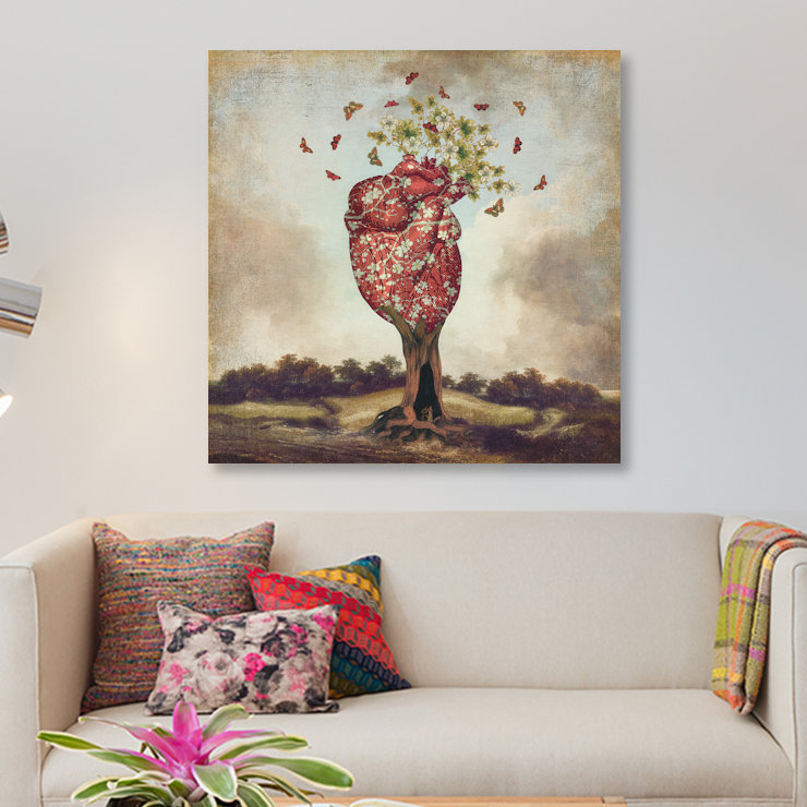 « love tree », reproduction d’impression sur toile, H 12 po x l 12 po x P 1,5 po, Toile tendue, Pas de tapis