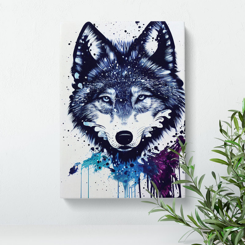 Painted Wolf No.2 - Print, Wrapped Canvas, 50cm H x 35cm W, No Matte